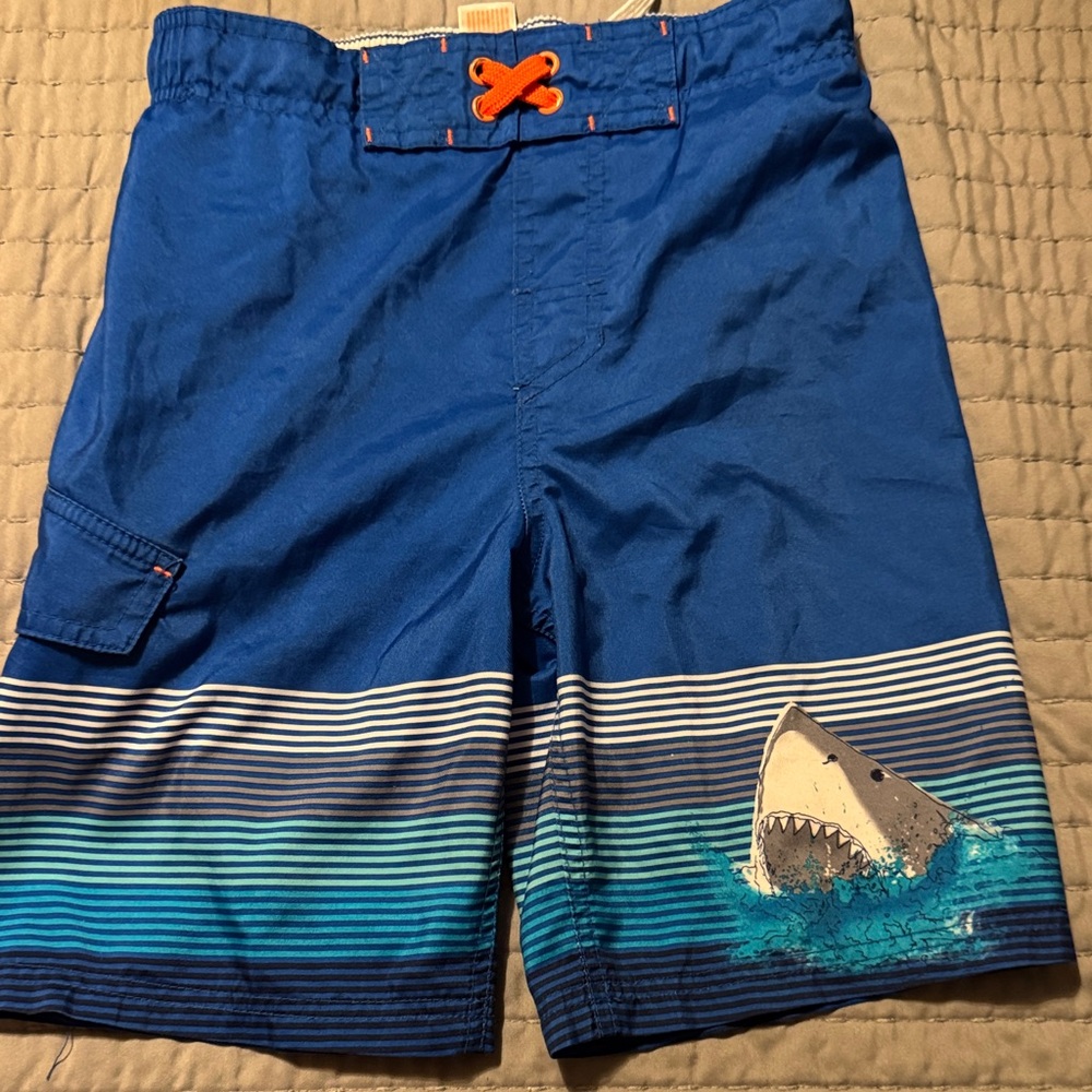 Cat & Jack Boy’s Blue Swim Shorts with White Mesh Size Medium